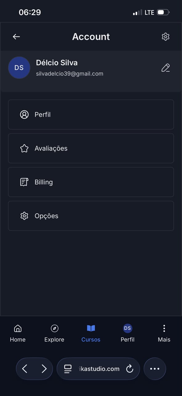 Definições de Conta Mobile